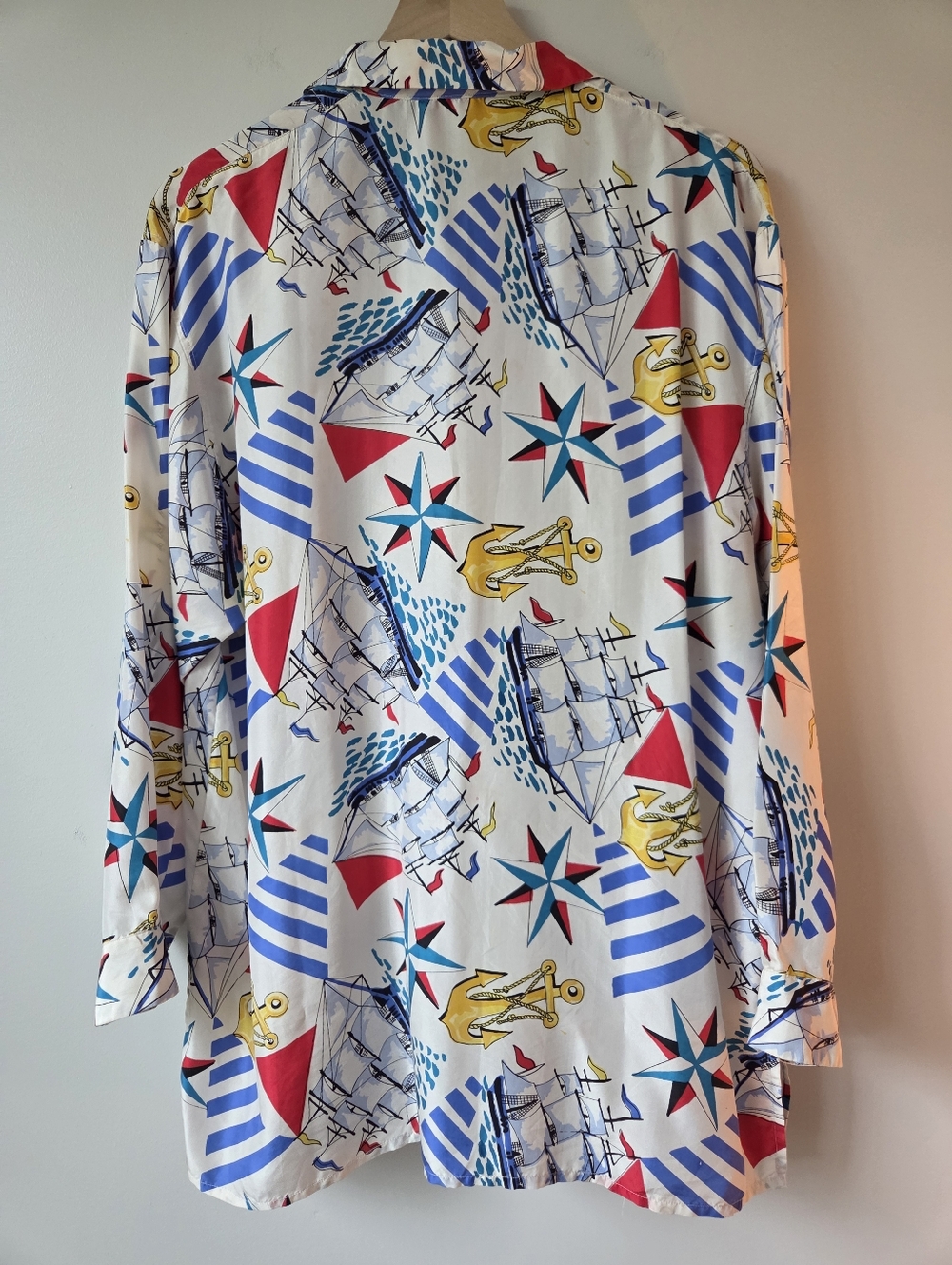Vintage STUNT Collections Nautical Silk Button Front Blouse Womens Size Medium - Picture 3 of 8